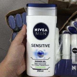 Sữa tắm, gội, sữa rửa mặt Nivea men nhập Đức 250ml sensitive