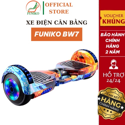 Xe điện cân bằng Funiko BW7,7 inch Xe cân bằng điện cao cấp kết nối Bluetooth,đèn Led cao cấp,Bảo hành 2 năm