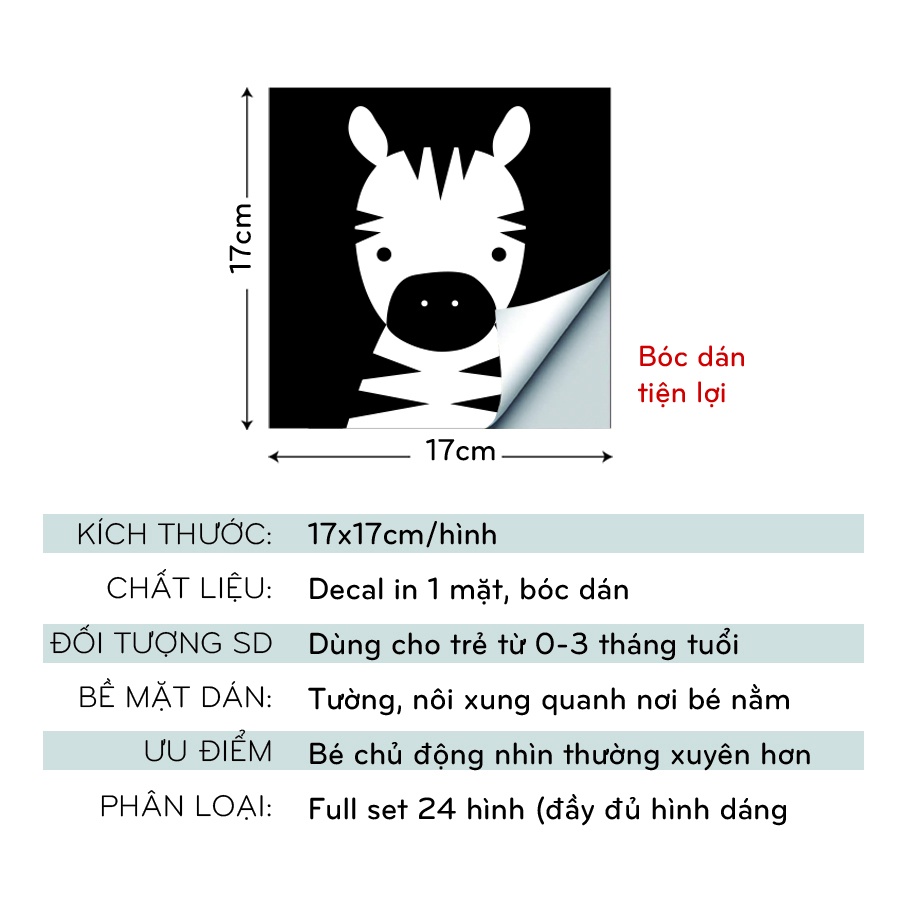 Thẻ dán đen trắng thị giác đồ chơi cho trẻ sơ sinh trẻ nhỏ kích thích thị giác cho trẻ sơ sinh 0 12 tháng3002