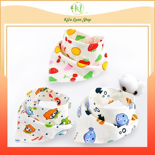 Khăn yếm tam giác cotton cài khuy cho bé ăn dặm