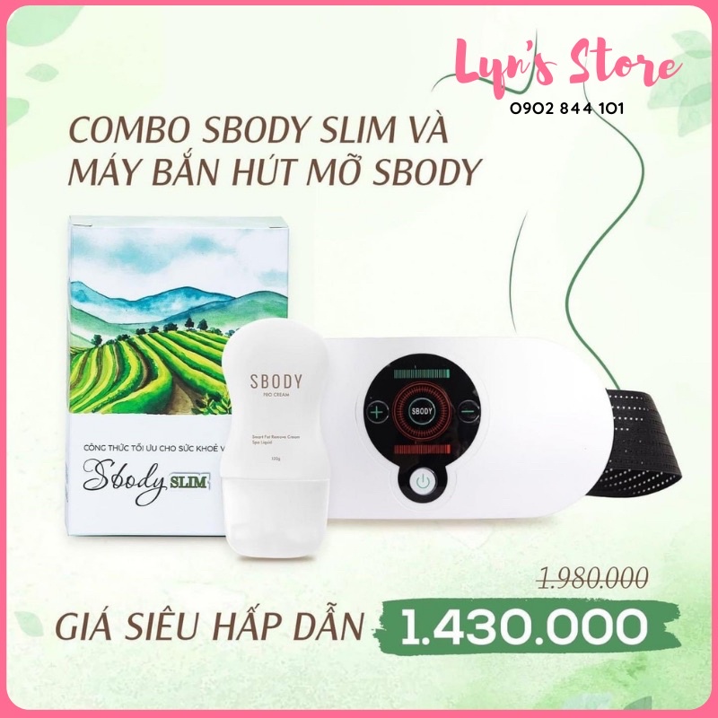 Combo máy bắn hút mỡ sbody và giảm cân Sbody Slim giảm mỡ nhanh 3-5kg an toàn hiệu quả không mệt mỏi không ảnh hưởng