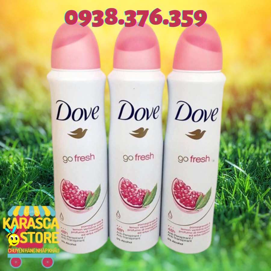 Xịt Khử Mùi Dove Go Fresh Pomegranate & Lemon Verbena Scent Moisturising Cream 48H - 150ml - Hương Lựu.