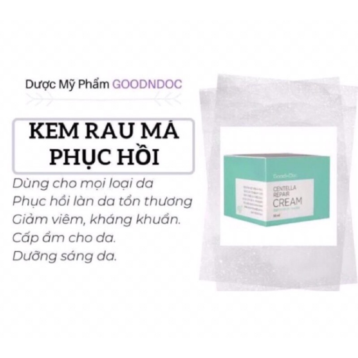 Kem Rau Má Goodndoc Centella Repair Cream 50ml - Kem Dưỡng Ẩm Da rau má goodndoc Centella Repair Cream Chính Hãng