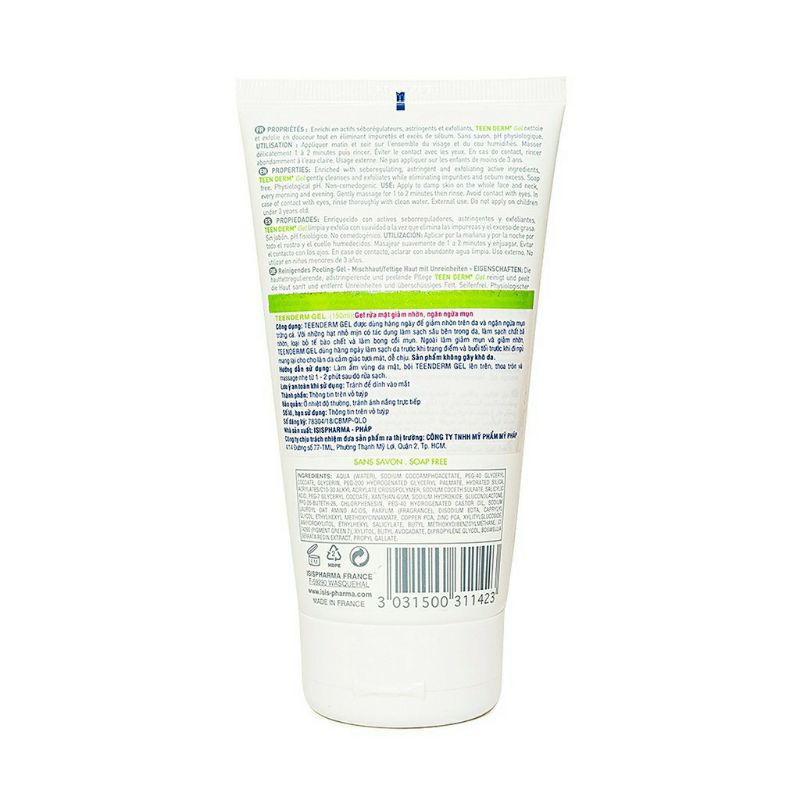 Gel Rửa Mặt Ngăn Ngừa Mụn Isis Pharma Teen Derm Gel