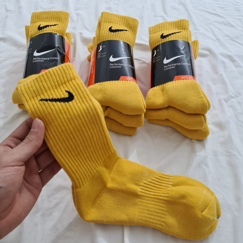 Pack 3 đôi tất thể thao Nike màu Vàng No1  - Free ship + Quà tặng Loved socks by TatsTats.vn