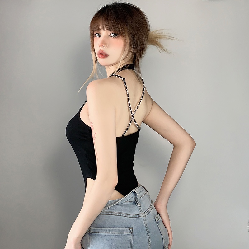 Kliou 2022 Mới vào mùa hè Áo liền quần Kliou hở lưng dáng ôm phong cách Châu Âu quyến rũ dành cho nữ