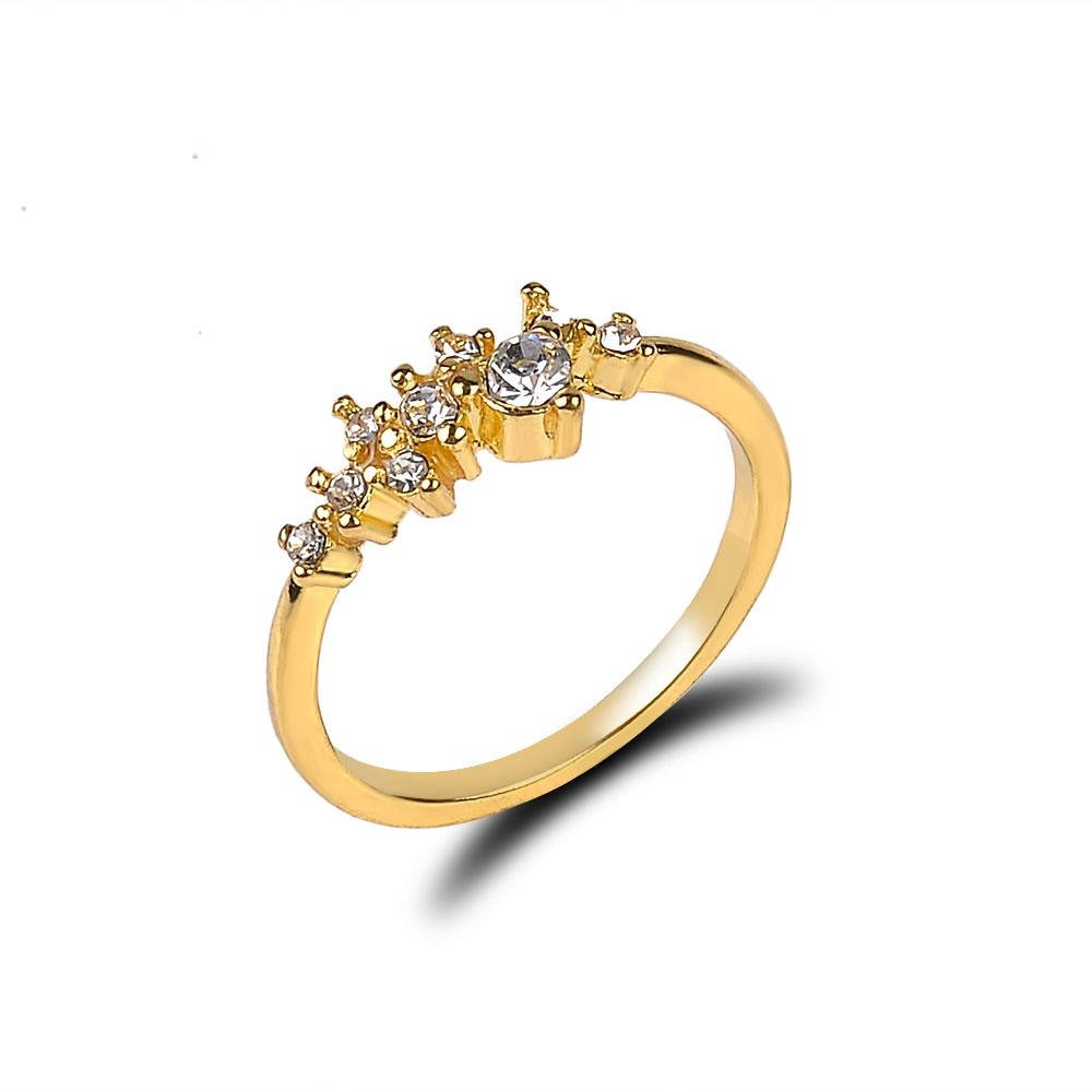 Nhẫn mạ vàng đính đá kiểu dáng đơn giản thanh lịch dành cho nữ