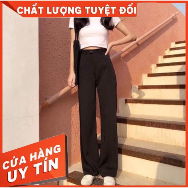Quần vải ống loe lưng siêu cao- dáng dài 100cm | BigBuy360 - bigbuy360.vn