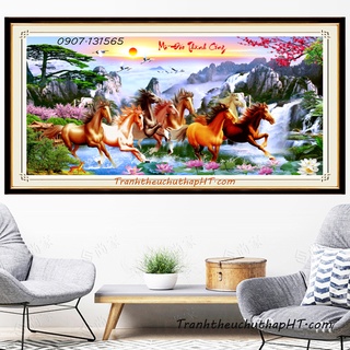 Tranh đính đá - Tranh thêu chữ thập Mã đáo thành công LV3538, LV3539, LV580, LV581 - Chưa thêu