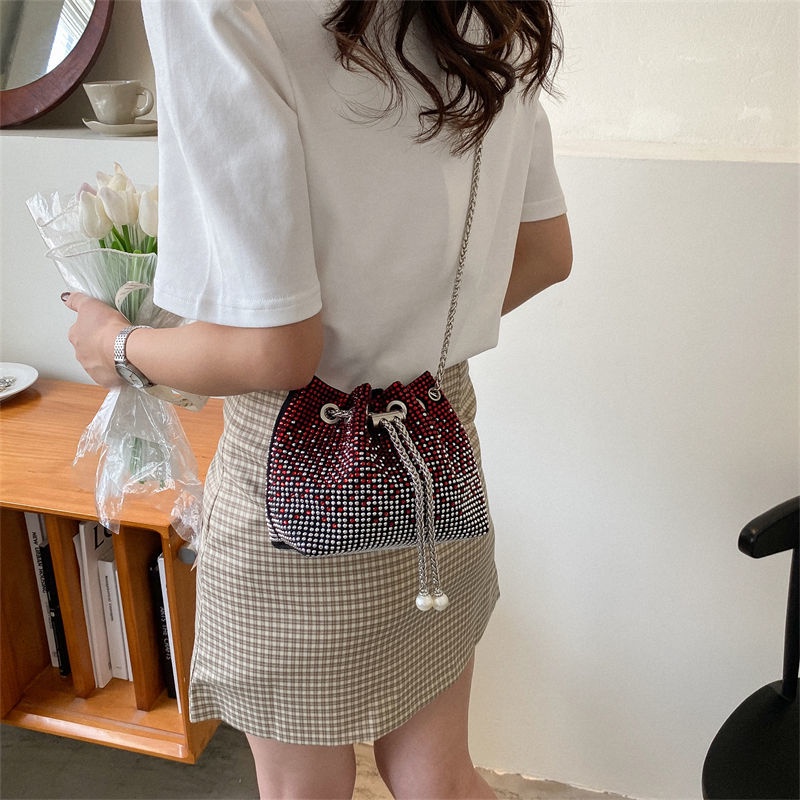 Toàn Bộ Túi Đeo Chéo Vai Đính Đá Lấp Lánh Phong Cách Hàn Quốc Thời Trang Cho Nữ