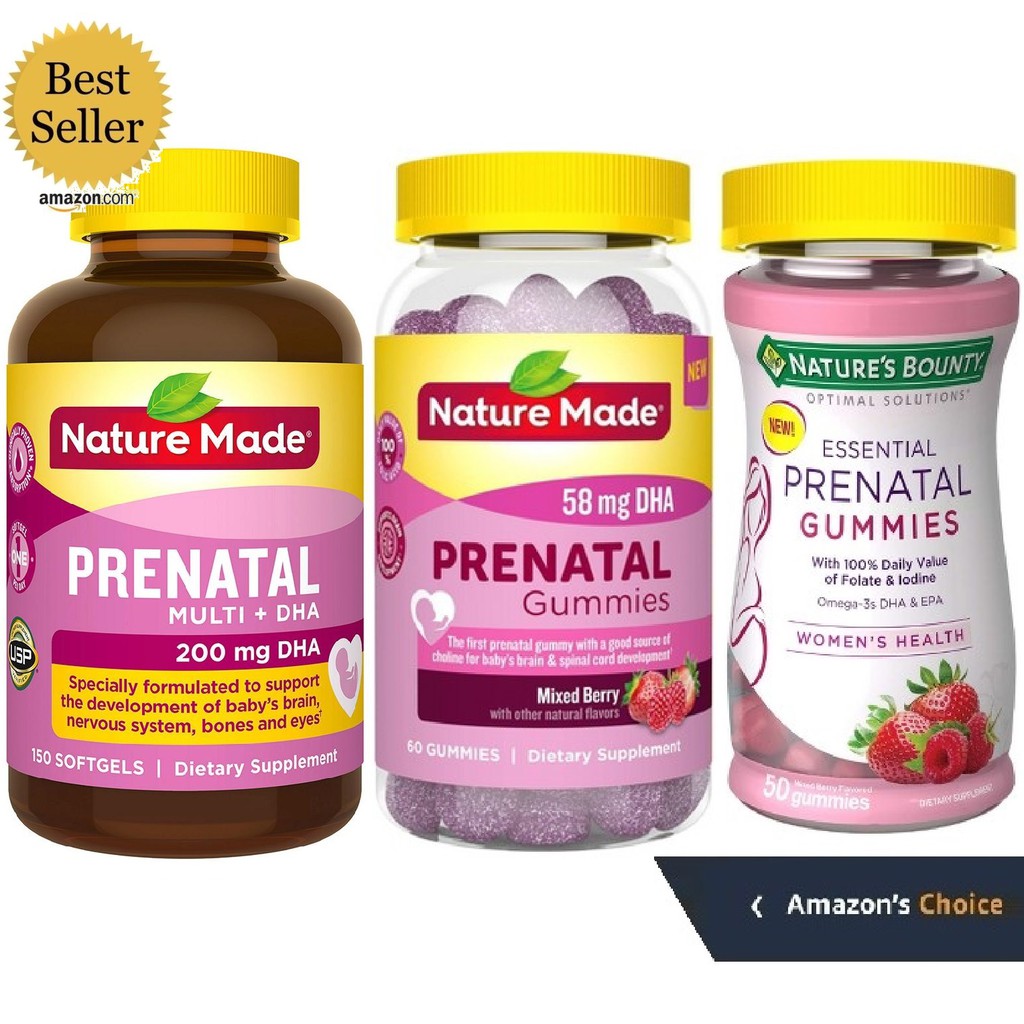 Prenatal Multi DHA Nature Made Nature Bounty bổ sung đa vitamin bà bầu 200mg 90 và 150 viên