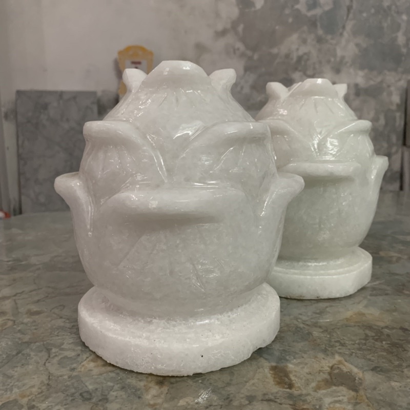 Cặp Búp Sen Đá Cẩm Thạch Trắng - cao 20cm, ngang 15cm