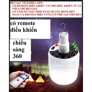 Đèn Tích Điện Năng Lượng Mặt 100w Trời Có Remote hh146