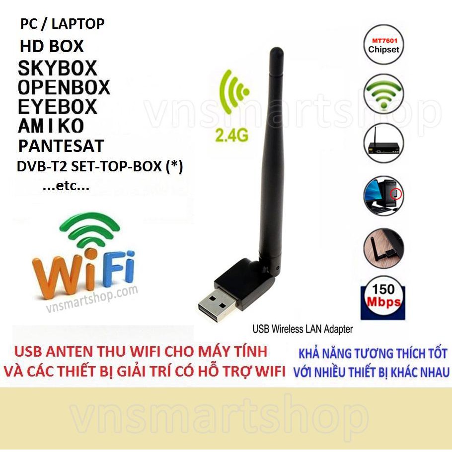 USB thu sóng wifi bắt sóng cực mạnh tốc độ cao 150Mb 802.N | BigBuy360 - bigbuy360.vn