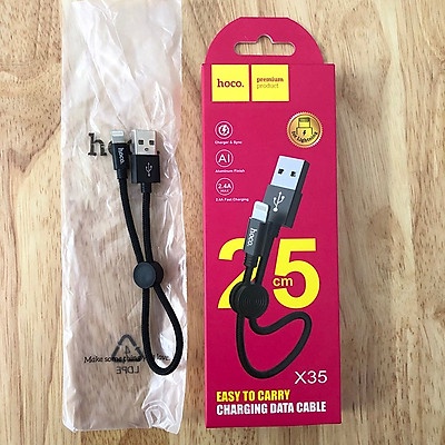 Cáp sạc ngắn 25cm hỗ trợ sạc nhanh 2.4A -Hoco X35 - BH Chính hãng 12 tháng