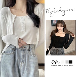 Áo nữ 🌺 Set áo hai dây thun tăm kèm cardigan mỏng dài tay suông trơn Mylady