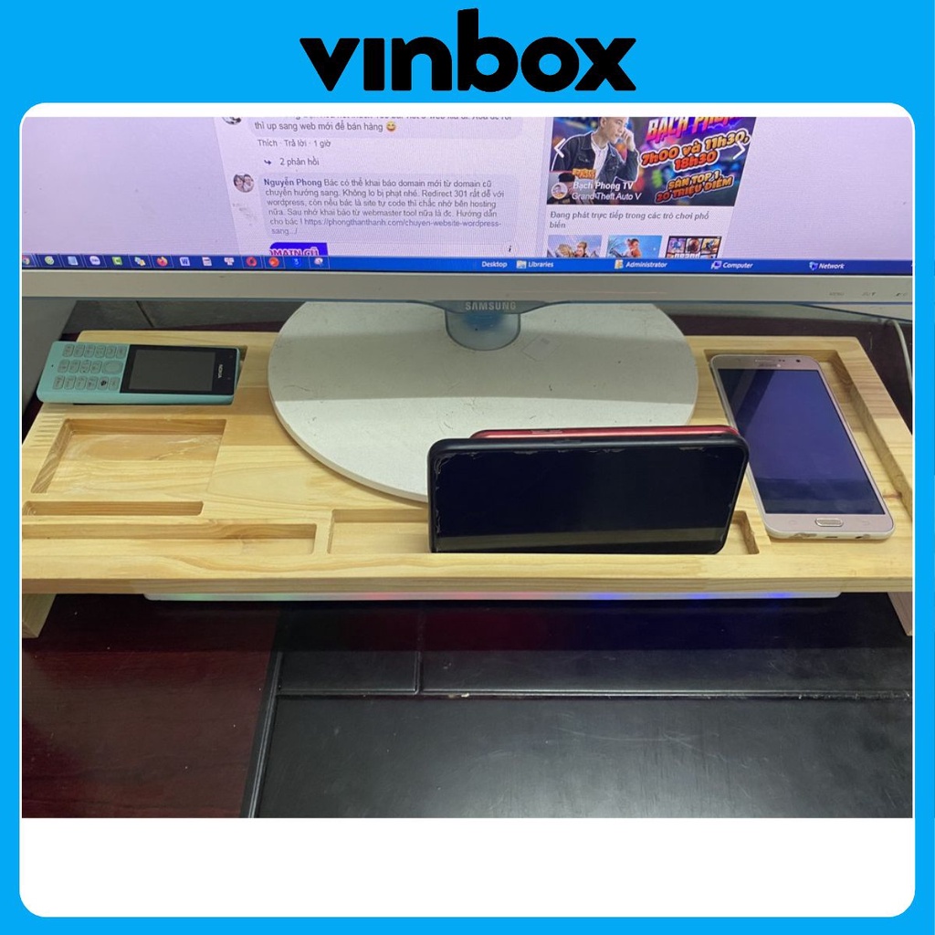 Kệ Kê Màn Hình, Kệ Để Laptop, Kê Máy Làm Bằng Gỗ Thông Tự Nhiên