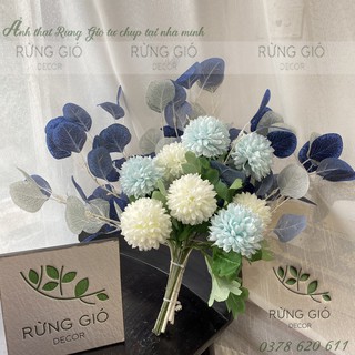 1 BÓ HOA BỒ BÔNG ANH KÈM LÁ BẠCH ĐÀN, hoa giả trang trí decor phong cách Hàn Quốc