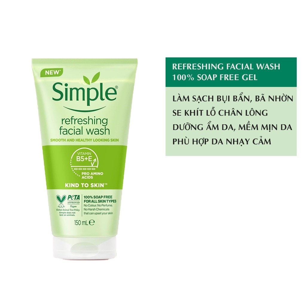 Sữa Rửa Mặt Simple Kind To Skin Refreshing Facial Wash 150ml