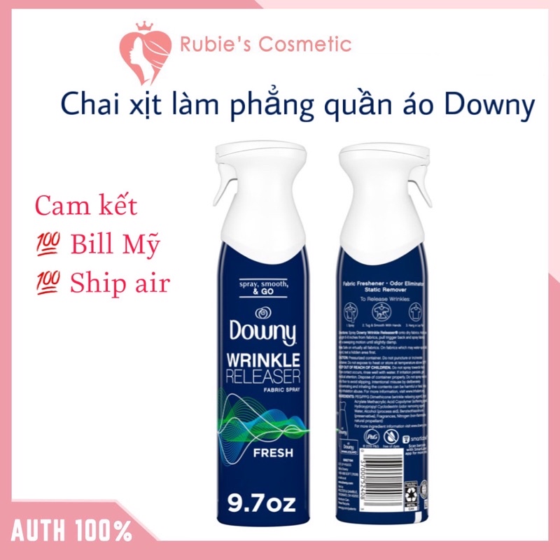 Chai Xịt Khử Mùi và Làm Thẳng Quần Áo Downy Wrinkle Releaser Fabric Spray 275g