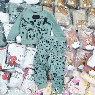 Bộ nỉ bông HM mickey xanh cho bé