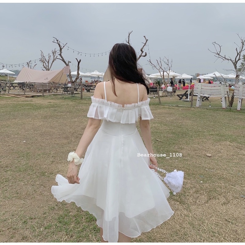 ❌ ĐẦM VÁY TRẮNG 2 DÂY BÈO VAI CÔNG CHÚA * 2 PRINCESS * | BigBuy360 - bigbuy360.vn
