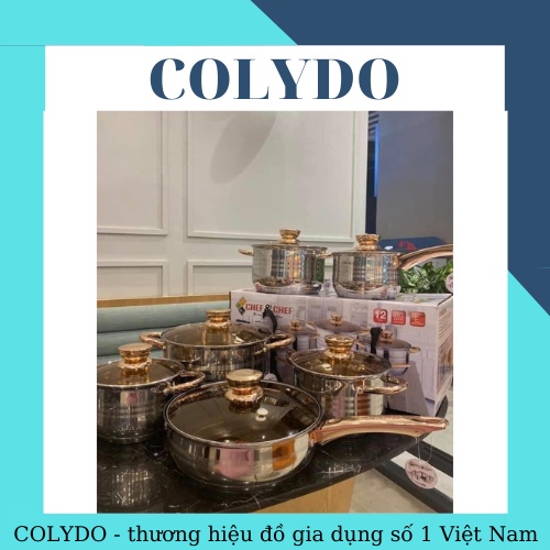 BỘ NỒI 6 MÓN VUNG KÍNH ĐÁY TỪ 9 LỚP, BỘ NỒI ĐỨC VUNG KÍNH CHEF&CHEF/ KAISA VILLA SIÊU ĐẸP - COLYDO