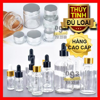Combo 3 Hủ Chai Mini Có Nắp Lót Chiết Mỹ Phẩm Thủy Tinh Kem Dưỡng Serum 5ml/10ml/15ml 5g/10g/15g
