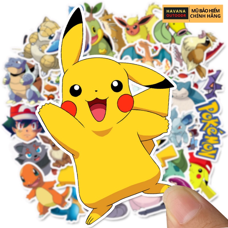 Hình Dán Chống Nước Sticker Pikachu Cute Gắn Mũ Bảo Hiểmm , Vali , Laptop , Ván Trượt .. Havana Store