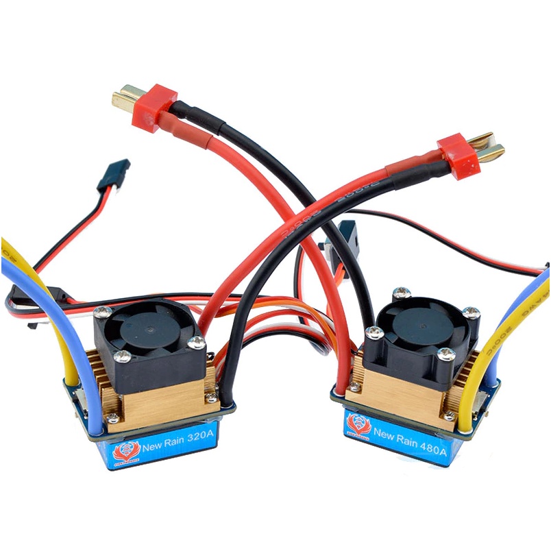 ESC 480A pin 2-3s, thương hiệu New Rain chống nước, bảo vệ quá nhiệt, bộ đk tốc độ cho động cơ chổi than 550/775