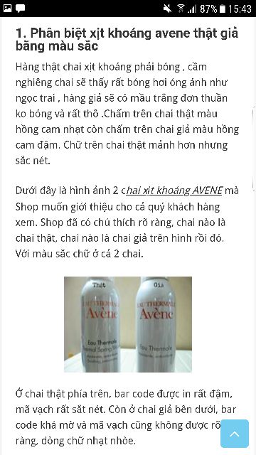 XỊT KHOÁNG AVENE (bill Đức)