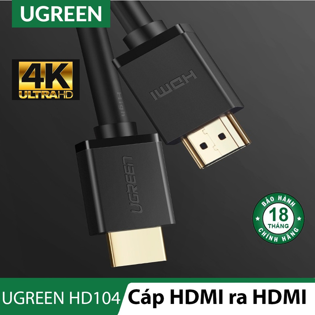 Dây cáp HDMI dây tròn dẻo l Hỗ trợ trình chiếu 3D , độ phân giải lên đến 4K l UGREEN HD104