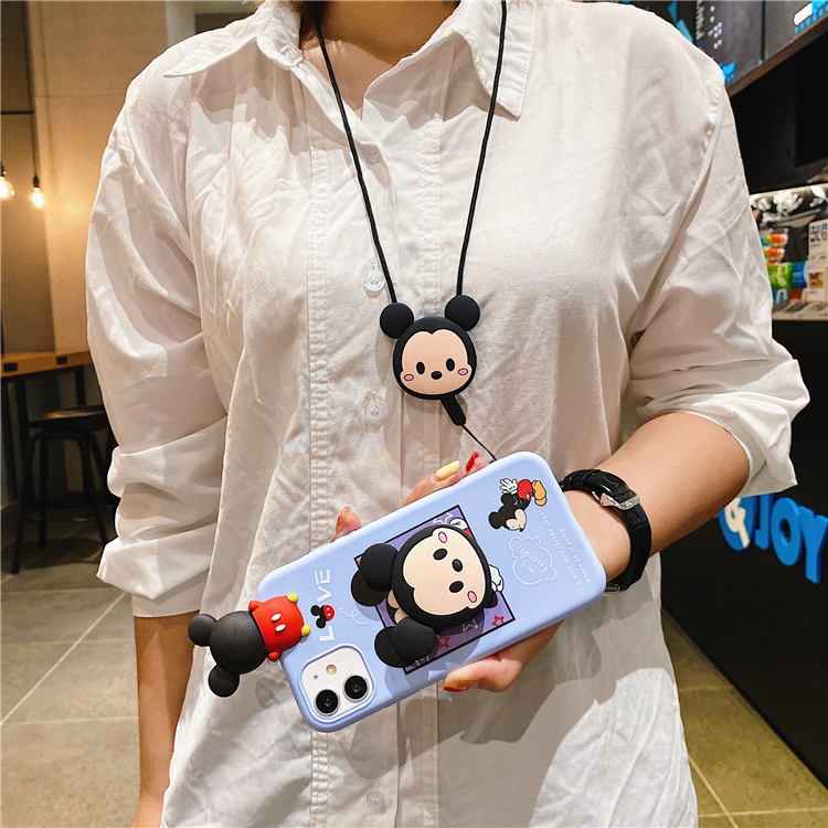 Ốp điện thoại có dây đeo gắn giá đỡ Minnie Mickey cho iphone 11 Pro Max SE 2020 6PLUS 7 8 Plus 6s+ 7 plus 6plus 6s