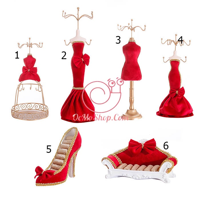 Giá trưng bày trang sức, Kệ trưng bày trang sức búp bê áo cưới thiết kế độc đáo màu đỏ