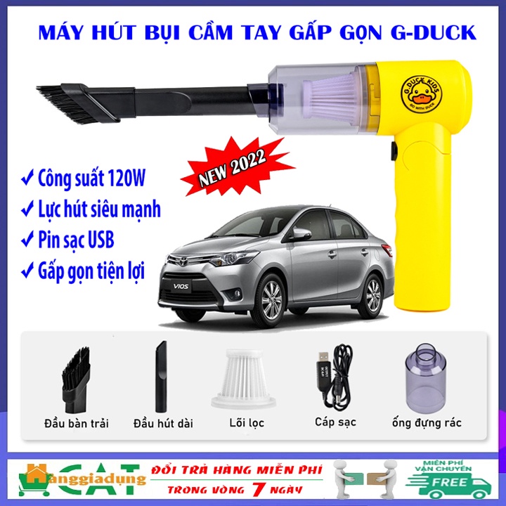 [New 2022] Máy hút bụi mini cầm tay không dây gấp gọn G-Duck công suất 120W, máy hút bụi giường nệm, hút bụi ô tô