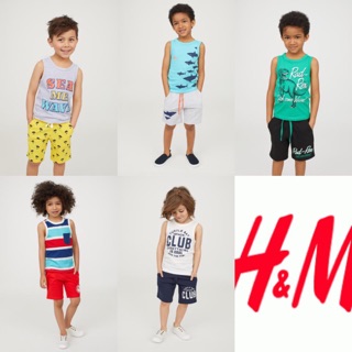 Set đồ bộ áo sát nách, quần ngắn cho bé trai HM
