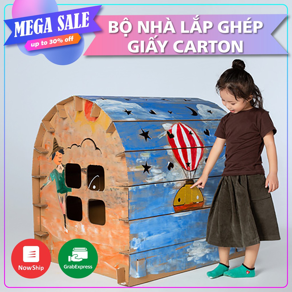 Nhà Lắp Ghép Nhà Giấy CARTON Cho Bé Cửa 5 Lớp sáng tạo Chắc Chắn BenHome68