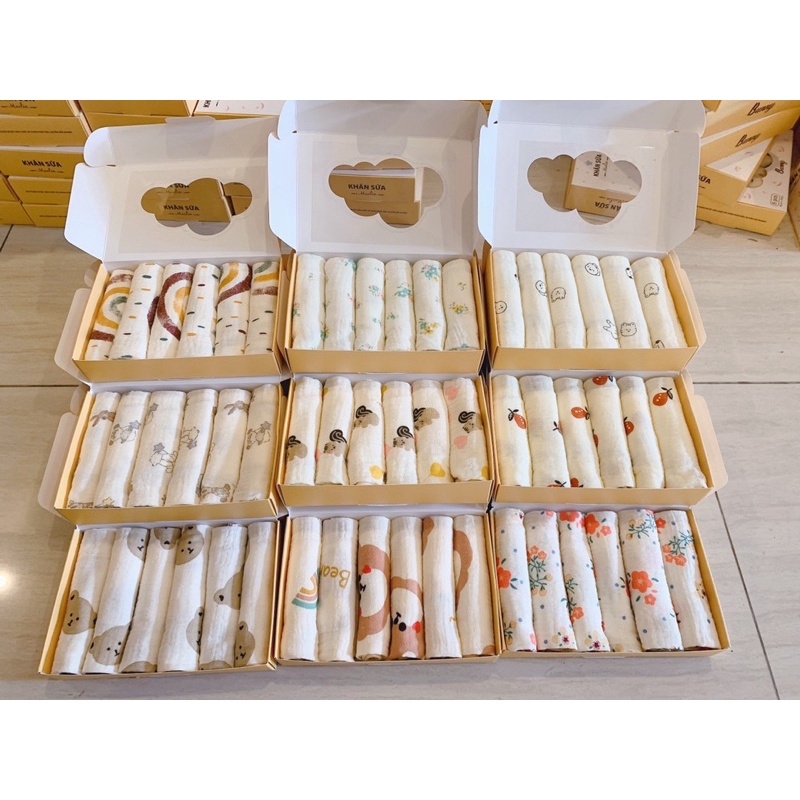 Set 6 khăn sữa vải xô Muslin cao cấp cho bé - BUNNY