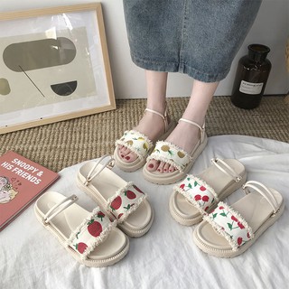 (Hàng order)Dép Sandal ulzzang đế cao in hoa quả( Ảnh thật ở cuối)