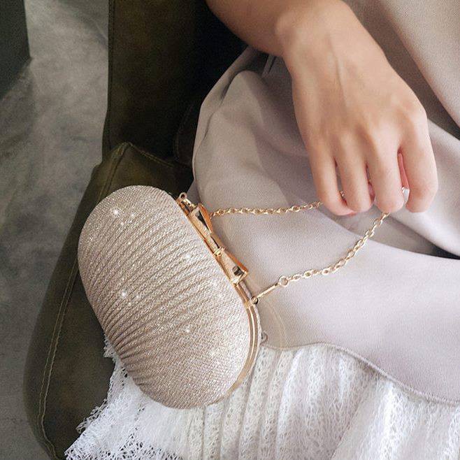 Ví nữ cầm tay dự tiệc đẹp, bóp cầm tay dự tiệc nữ dạng cốp tròn có dây đeo chéo sang trọng