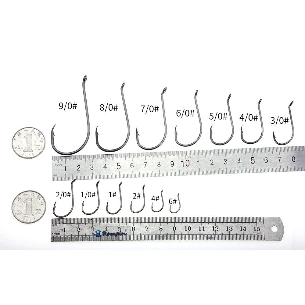 Set 50 móc câu cá thép carbon size 9 / 0-1 / 0 1 2 4 6 bền bỉ chuyên dụng