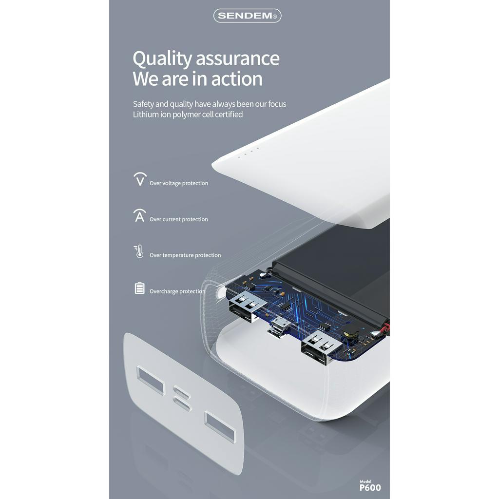 Sạc dự phòng Sendem P600 30000Mah tiêu chuẩn mới