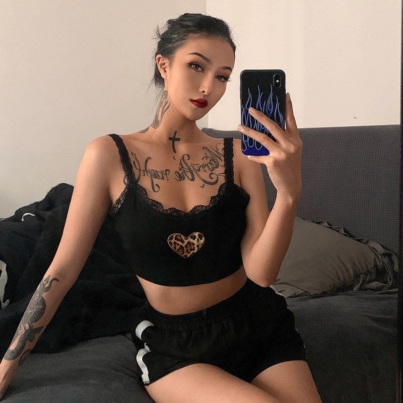 Áo croptop họa tiết da báo phối ren gợi cảm quyến rũ dành cho nữ | BigBuy360 - bigbuy360.vn