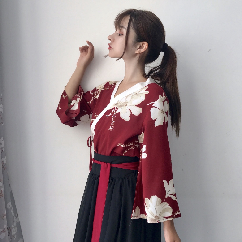 Chinese element jacket skirt daily Hanfu Republic of China students class service ancient style improved women's clothing costume Chinese style summer and autumn suit