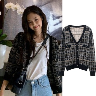 Blackpink Jennie Knit Cardigan Long-Sleeved Slim Korean Autumn Sweater Coat sweater Top