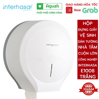 Hộp đựng giấy vệ sinh dán tường nhà tắm INTERHASA E1008 trắng công nghiệp cuộn lớn chống nước nhà vệ sinh bằng nhựa