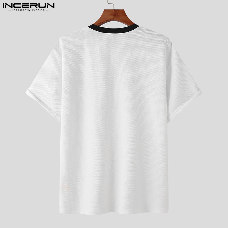 Áo thun baggy INCERUN tay ngắn cổ tròn phong cách cơ bản dành cho nam