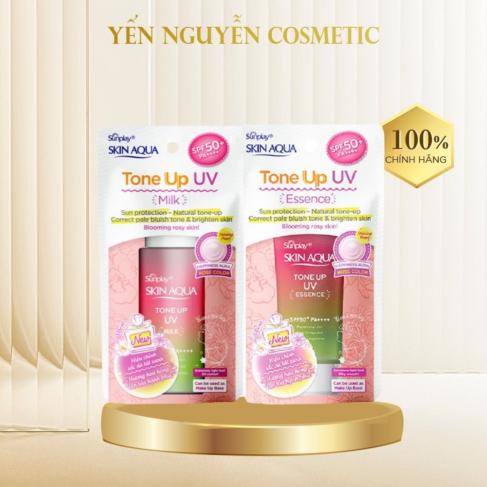 Kem Chống nắng Skin Aqua Tone Up UV Milk Happiness Aura Rose 50g