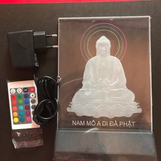 Tranh điện đèn LED,mi ca,phật giáo : Phật A Di Đà Ngồi (22x15cm) nháy màu,co điều khiển