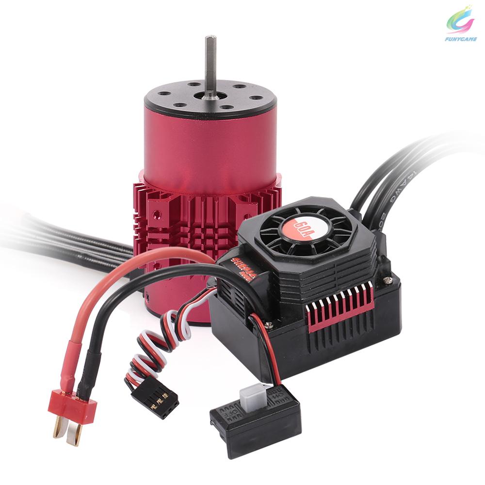 Động Cơ Không Chổi Than Surpass Hobby 3660 2600kv Kèm Bộ Tản Nhiệt Và Esc 60a Bec Cho Xe Điều Khiển Từ Xa 1 / 10 1 / 8
